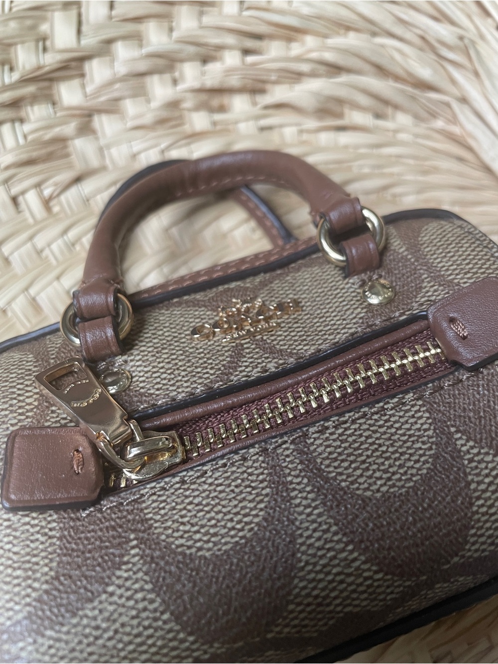 Coach Mini Rowan Charm Satchel in Brown Signature Canvas with Gold Hardware - Picture 4 of 13